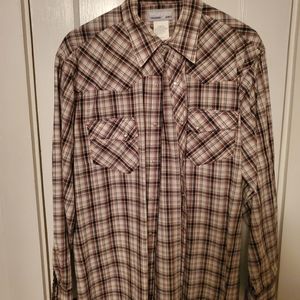 Wrangler Wrancher Long Sleeve Button Down Shirt with Pearl Snaps